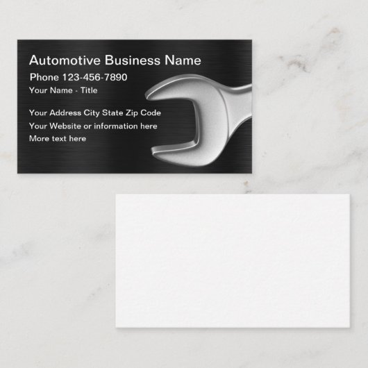 Automotive Mechanic Wrench Design Visitekaartje (Voorkant / Achterkant)