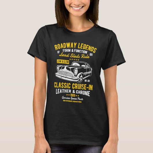 Automotive Nostalgia Classic Car Cruise in Distres T-shirt (Voorkant)
