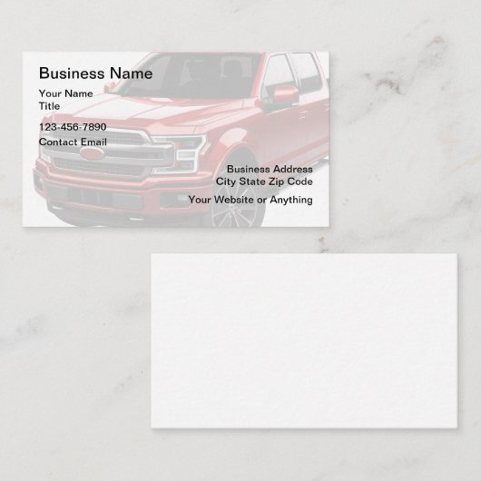 Automotive pick-up truck thema Visitekaartjes (Voorkant / Achterkant)