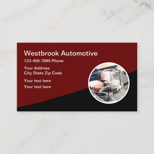 Automotive Repair Shop Mechanic Visitekaartje (Voorkant)