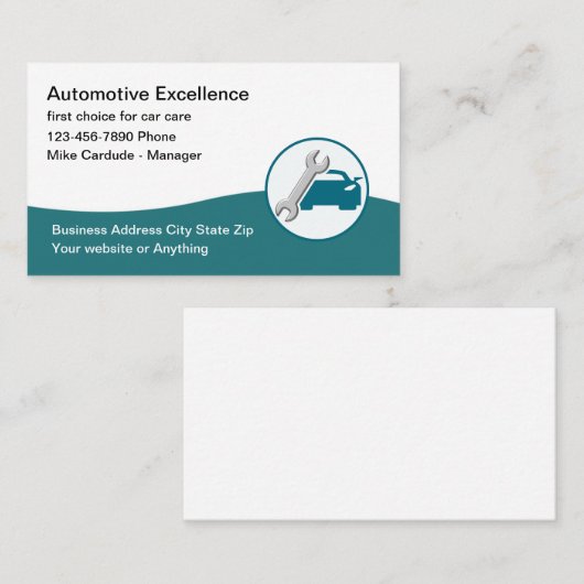 Automotive Services Cool Business Card Design Visitekaartje (Voorkant / Achterkant)