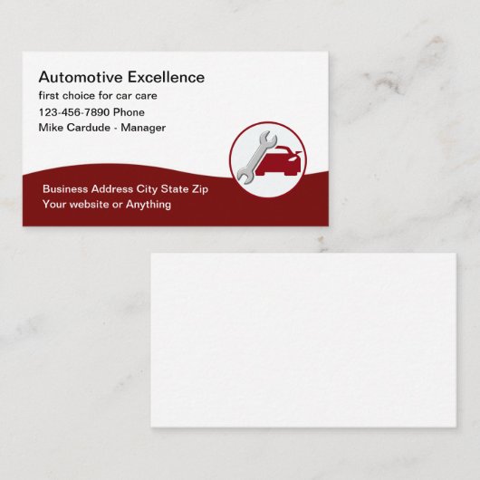 Automotive Services Cool Business Card Design Visitekaartje (Voorkant / Achterkant)