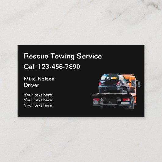 Automotive Slepen en Wrecker Service Visitekaartje (Voorkant)