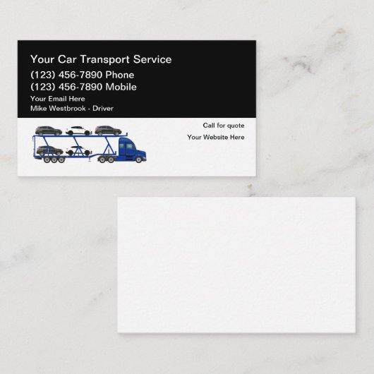 Automotive Transport Car Carrier Modern Visitekaartje (Voorkant / Achterkant)