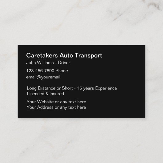 Automotive Transport Car Carrier Thema Visitekaartje (Achterkant)