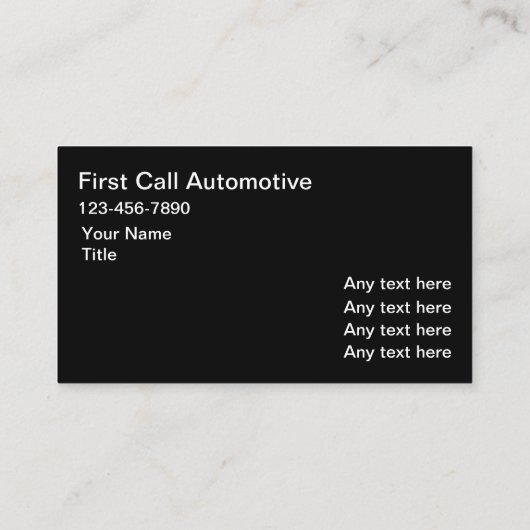 Automotive Visitekaartjes Design Sjabloon (Achterkant)