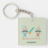 Autopistische medische Humor met snor personages Sleutelhanger (Voorkant)