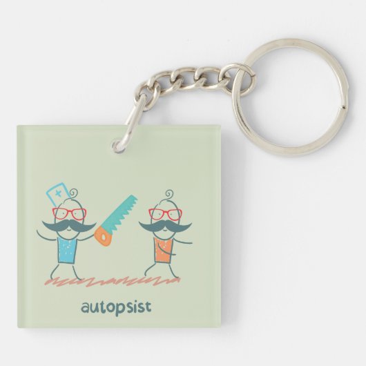 Autopistische medische Humor met snor personages Sleutelhanger (Achterkant)