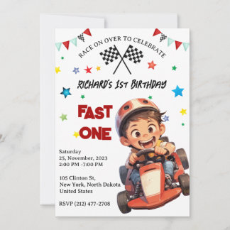 Autorace Thema voor Kinderverjaardag Kaart