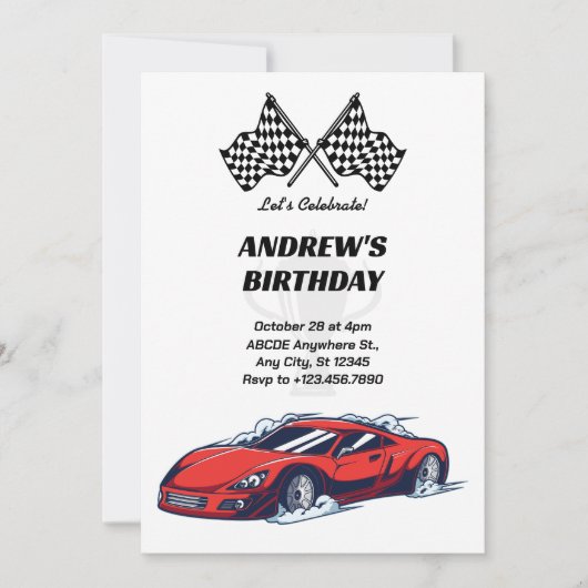 Autorace uitnodiging (Voorkant)