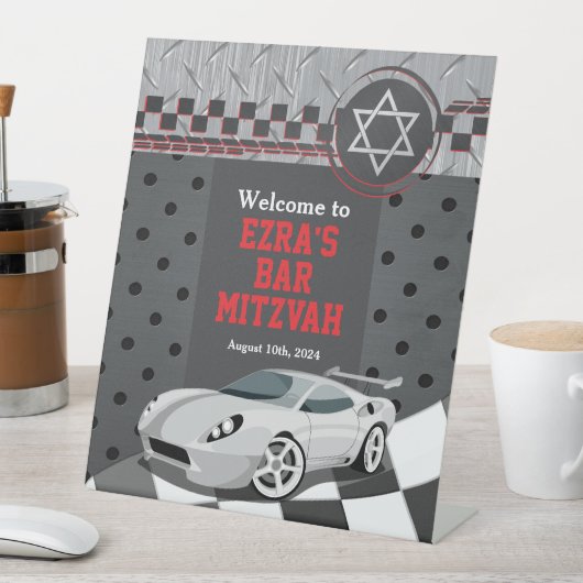 Autoracecircuit Raceauto Bar Mitzwa Reclamebord Met Voetstuk (Insitu)