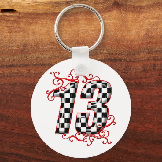 autoracenummer 13 sleutelhanger (Voorkant)