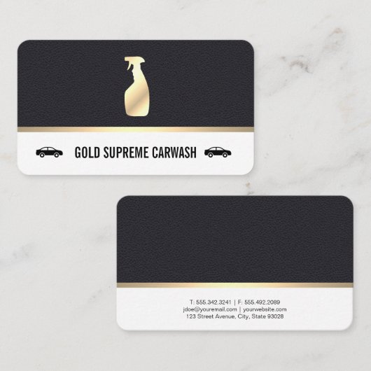 Autoreiniging Goud Premium Leer Visitekaartje (Voorkant / Achterkant)