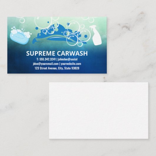 Autoreiniging | Zeepbellen Visitekaartje (Voorkant / Achterkant)