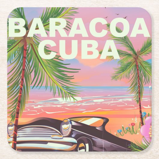 Autoreisposter Baracoa Cuba Kartonnen Onderzetters (Voorkant)