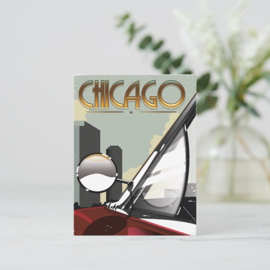 Autoreisposter Chicago City  Briefkaart (Staand voorkant)
