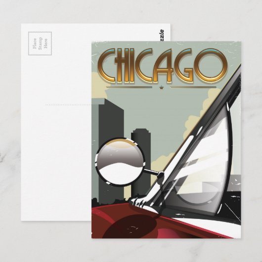 Autoreisposter Chicago City  Briefkaart (Voorkant / Achterkant)
