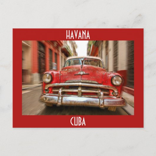Autorennen in de straten van het oude Havana op Cu Briefkaart (Voorkant)