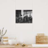 Autoreparatiewerkplaats, 1919. Oude foto Poster (Keuken)
