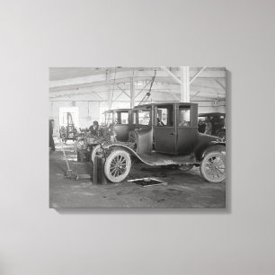 Autoreparatiewerkplaats, 1926. Oude foto Canvas Afdruk