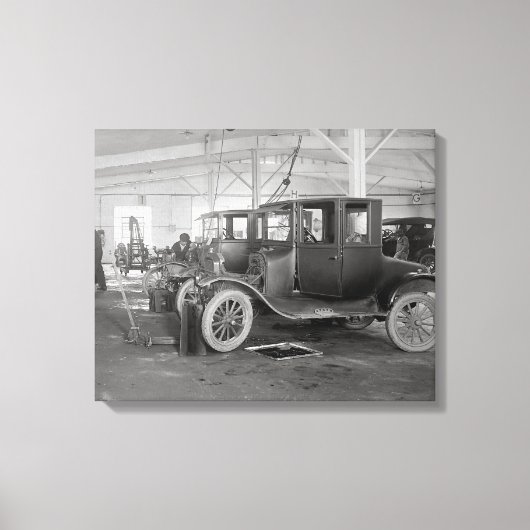 Autoreparatiewerkplaats, 1926. Oude foto Canvas Afdruk (Voorkant)