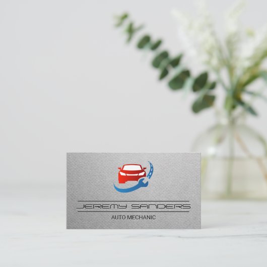 Autoreparatiewerkplaats | Auto Reparatie Logo Visitekaartje (Staand voorkant)