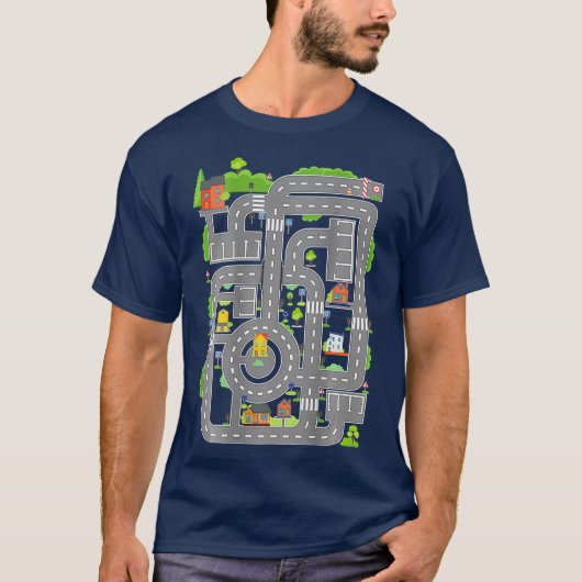 Auto's afspelen op Dads Back Play Mat Car Race Tra T-shirt (Voorkant)