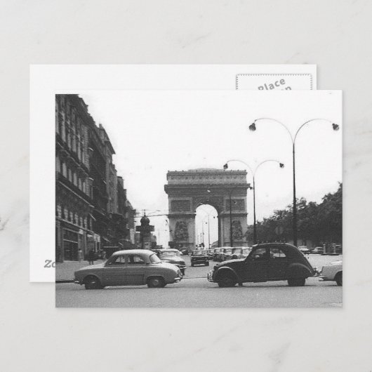 Auto's & Arch  zwart-wit Briefkaart (Voorkant / Achterkant)