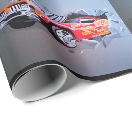 Auto's die door wandtappapier kruipen cadeaupapier (Rol Hoek)