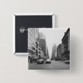 Auto's die rijden op straat B&W Vierkante Button 5,1 Cm (Voorkant /achterkant)