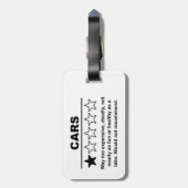 Auto's Eén Sterrenrating Bagagelabel (Achterkant verticaal)