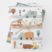 Auto's en boten Verpakkingspapier voor kinderen Inpakpapier Vel (In situ)