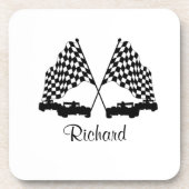 Auto's en Checker Flag Race Personal Bier Onderzetter (Voorkant)