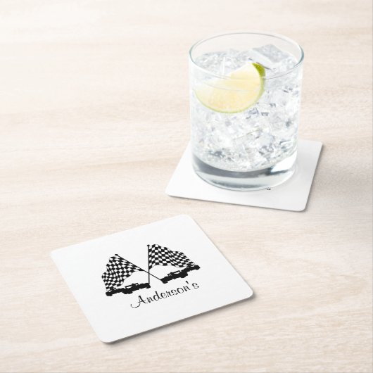 Auto's en Checker Flag Race Personal Kartonnen Onderzetters (Insitu)