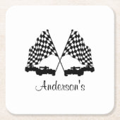 Auto's en Checker Flag Race Personal Kartonnen Onderzetters (Voorkant)