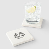 Auto's en Checker Flag Race Personal Stenen Onderzetter (Zijkant)