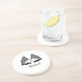 Auto's en Checker Flag Race Personal Zandsteen Onderzetter (Zijkant)