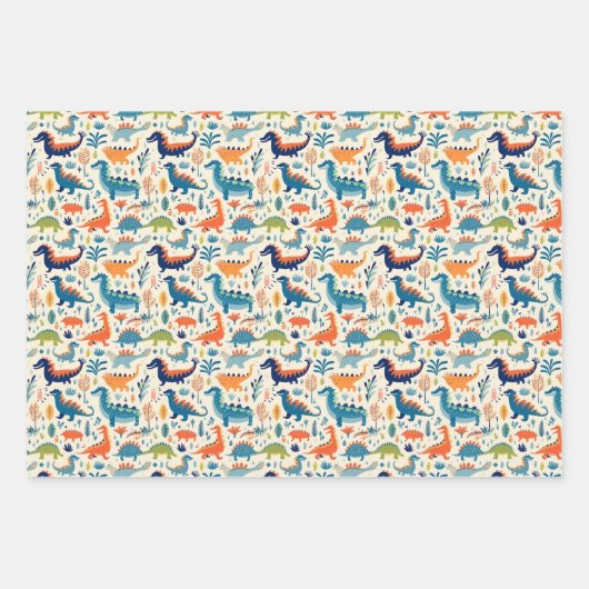 Auto's en dinosaurussen inpakpapier vel (Voorkant 2)