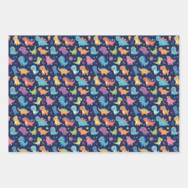 Auto's en dinosaurussen inpakpapier vel