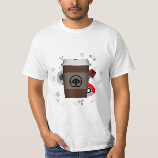 Auto's en koffie t-shirt (Voorkant)