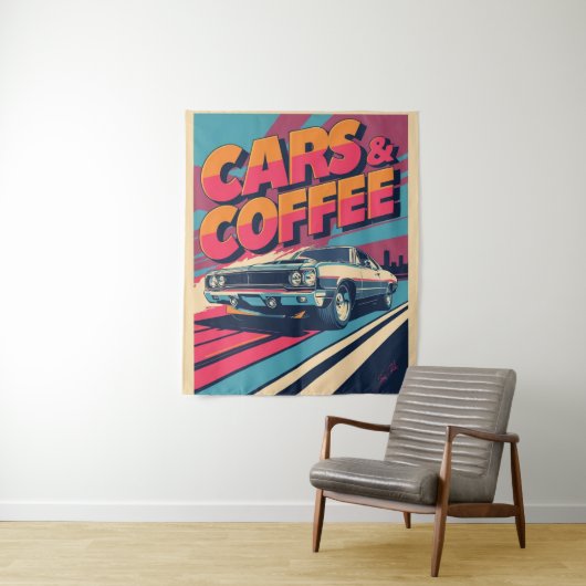 Auto's en koffie wandkleed (In situ)