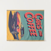 Auto's en koffie wandkleed (Voorkant (horizontaal))