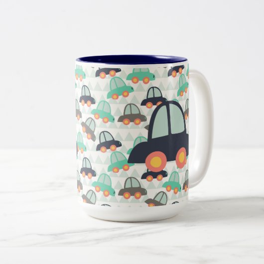 Auto's en meer auto's tweekleurige koffiemok (Voorkant rechts)