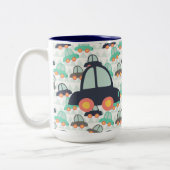 Auto's en meer auto's tweekleurige koffiemok (Links)