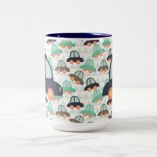 Auto's en meer auto's tweekleurige koffiemok (Center)