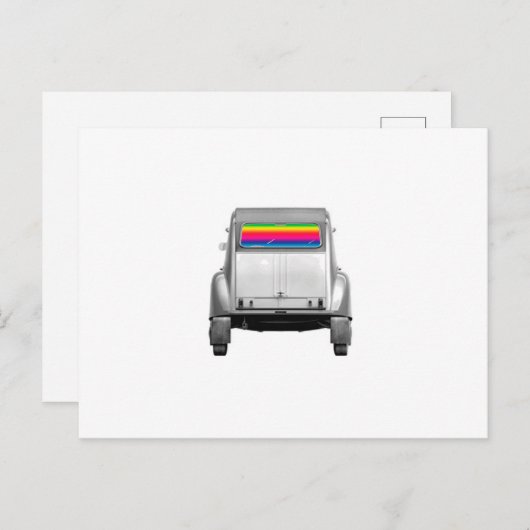 Auto's en regenboog briefkaart (Voorkant / Achterkant)