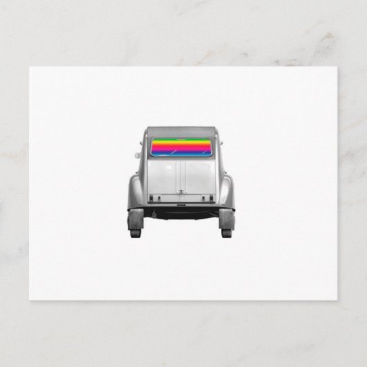 Auto's en regenboog briefkaart (Voorkant)