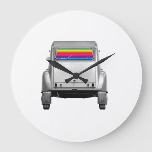 Auto's en regenboog grote klok (Voorkant)