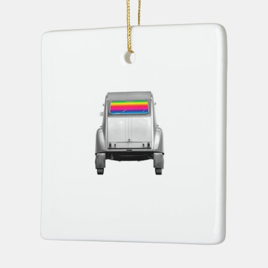 Auto's en regenboog keramisch ornament (Links)