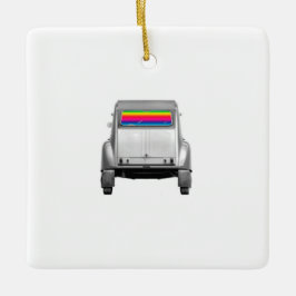 Auto's en regenboog keramisch ornament